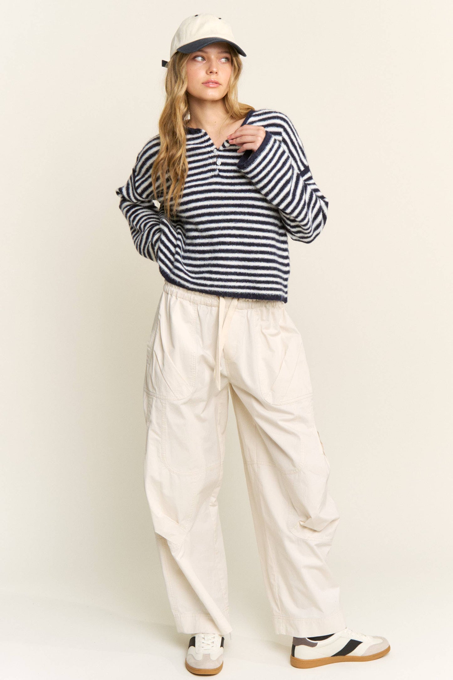 Navy Striped Pullover Sweater - 151132