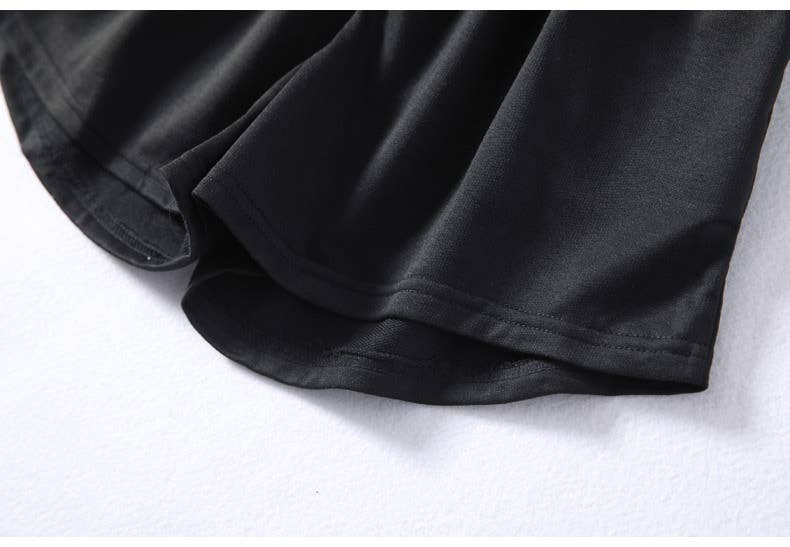 Black Athleisure Sweat Shorts-112986