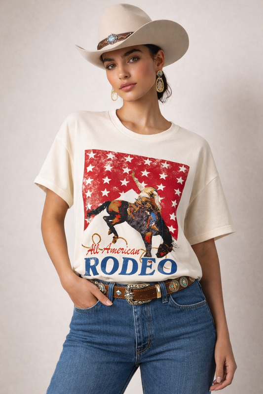 White "All-American Rodeo" T-Shirt-108019
