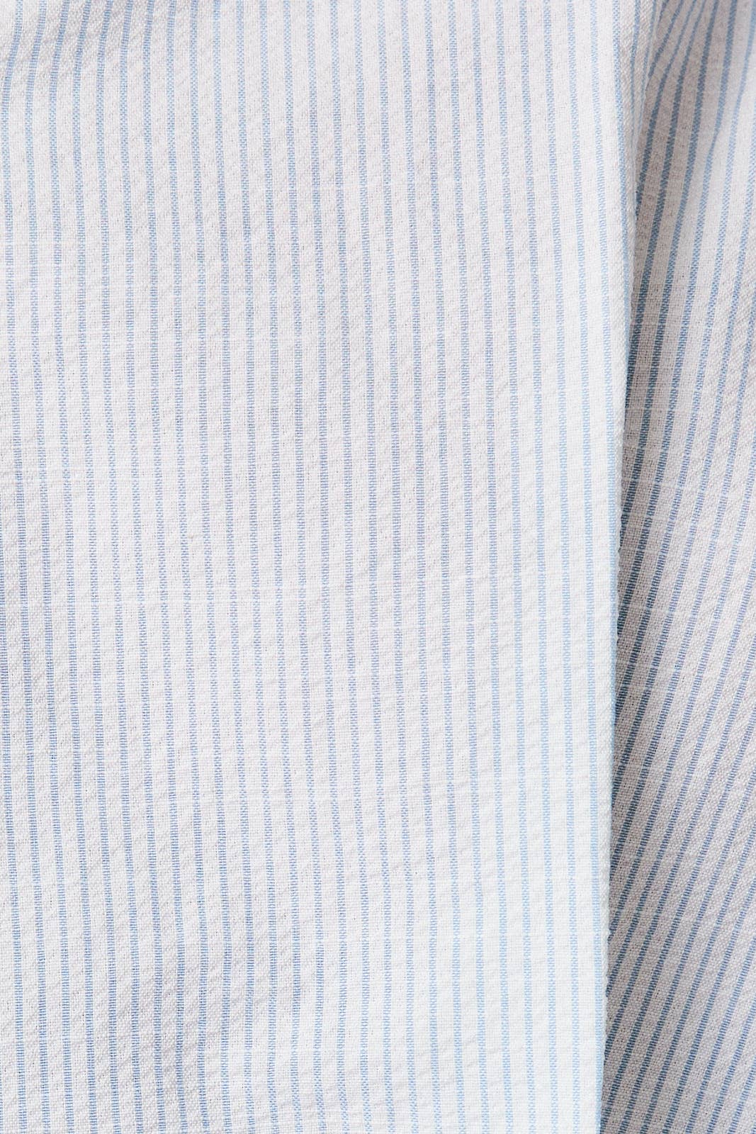 Blue and White Pleated Cotton Shirt- 142065