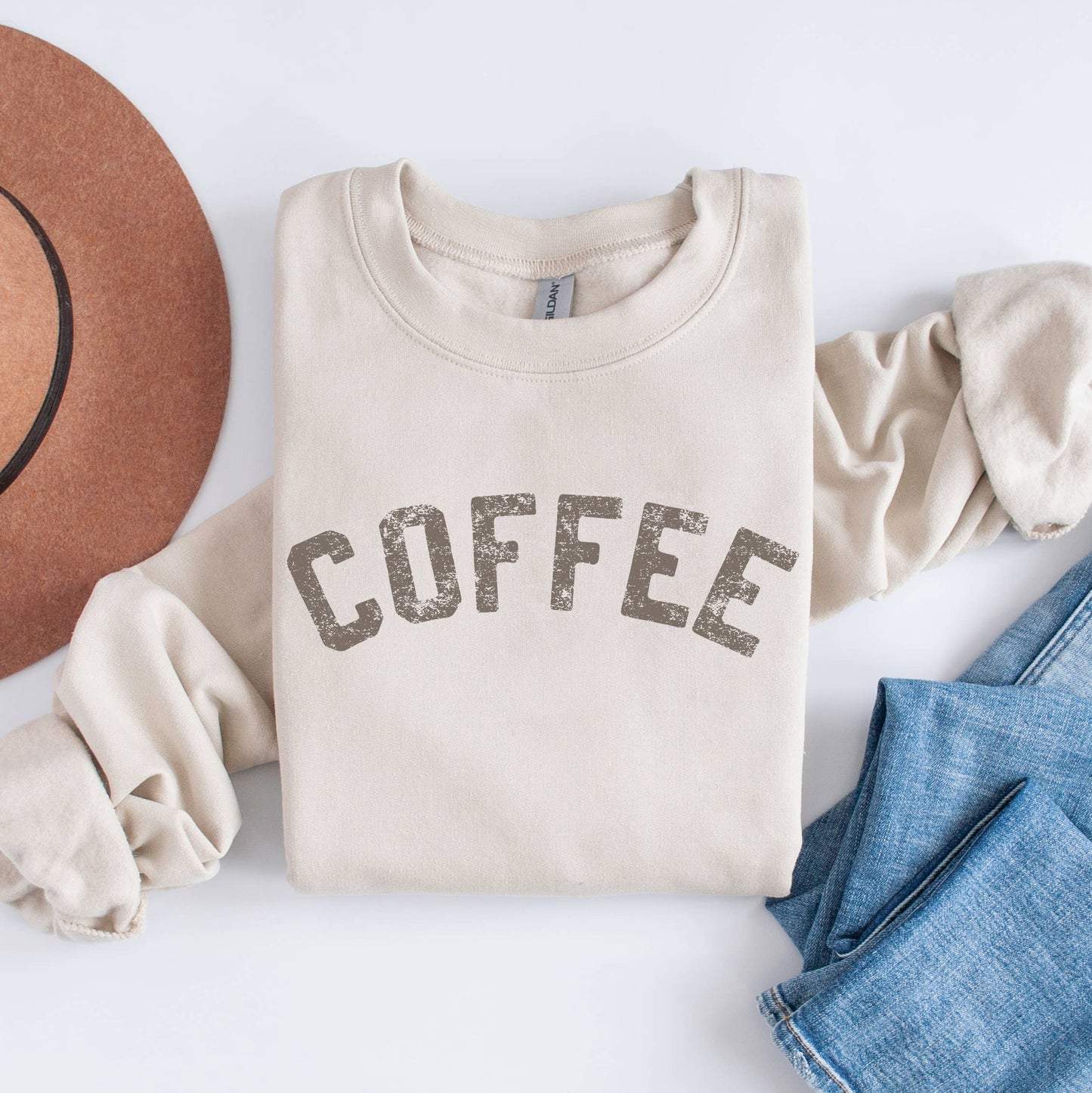 Sand with Expresso 'Coffee' Crewneck Coffee Lover Sweatshirt