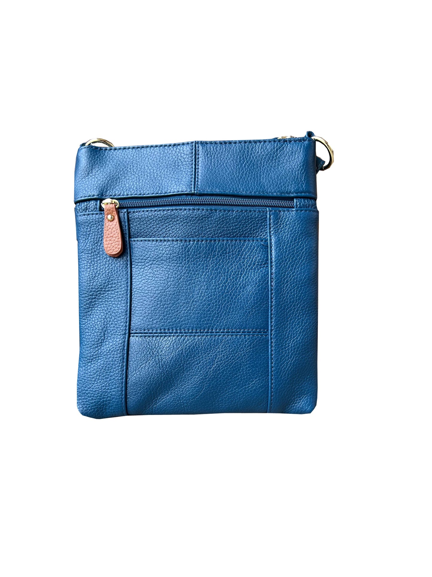 Black or Blue Leather Crossbody with Multiple Compartments