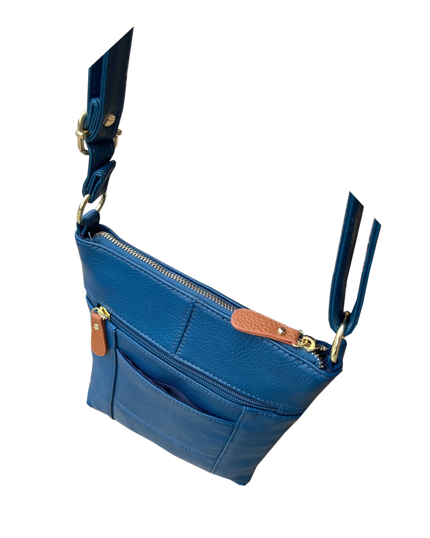 Black or Blue Leather Crossbody with Multiple Compartments
