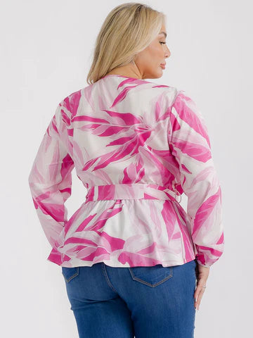 Pink Floral Self Tie Blouse