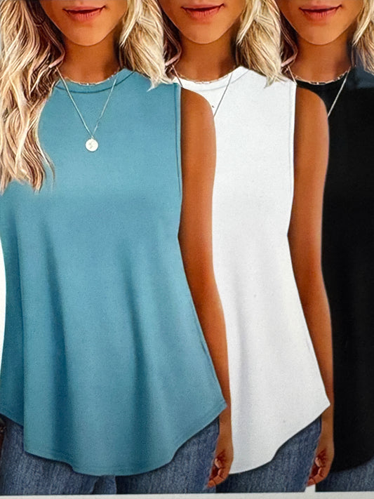 Long Flowy Tank Blue/Black/White