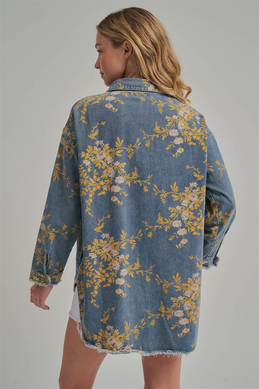 Floral Denim Relaxed Fit Shirt - 141596
