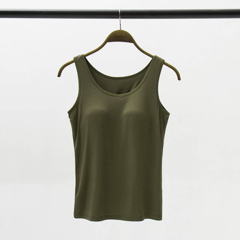 Light Blue / Black / White Soft Flowy Cotton Built in Bra Tank