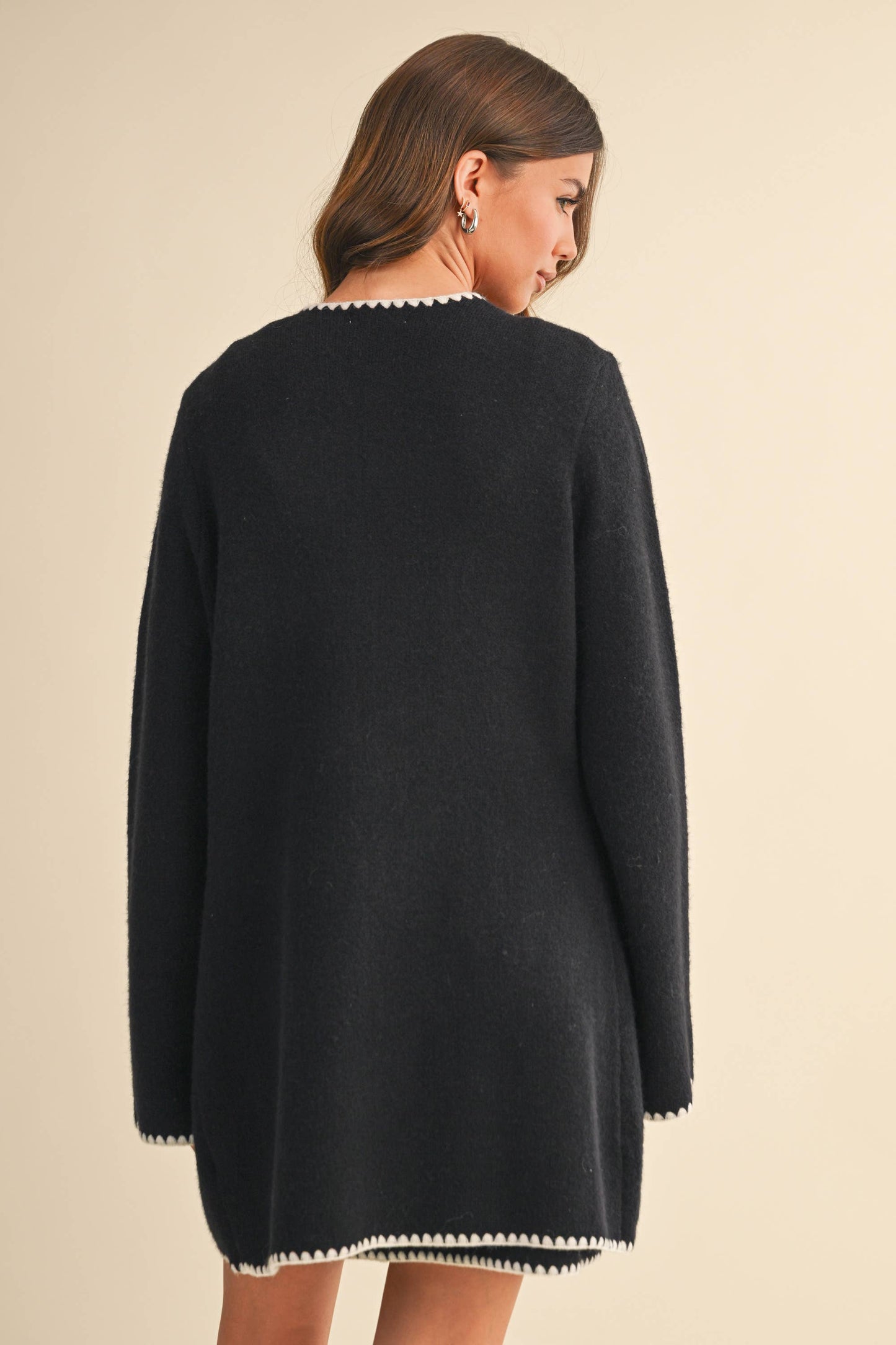 Chanel Look' Black with White Detail Cardigan