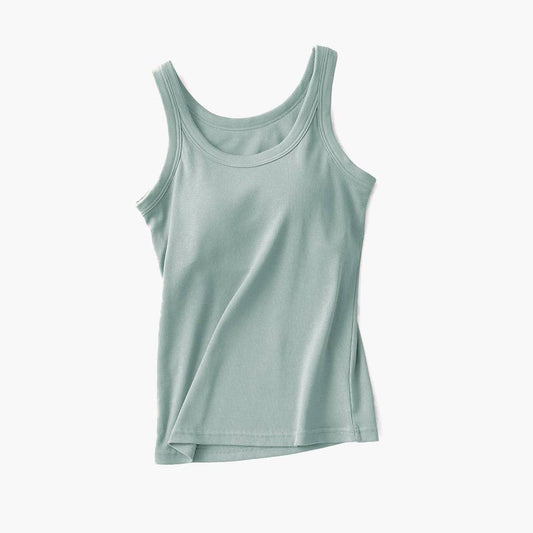 Light Blue Essential Rib W/ Built In Bra Tank Top-183989