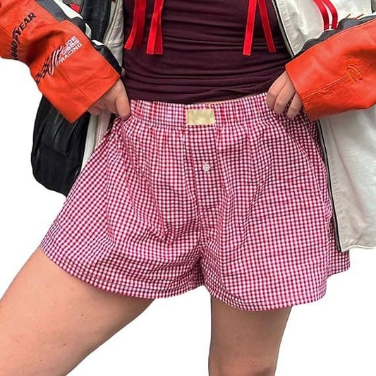 Red Easy Cozy Gingham Boxer Shorts