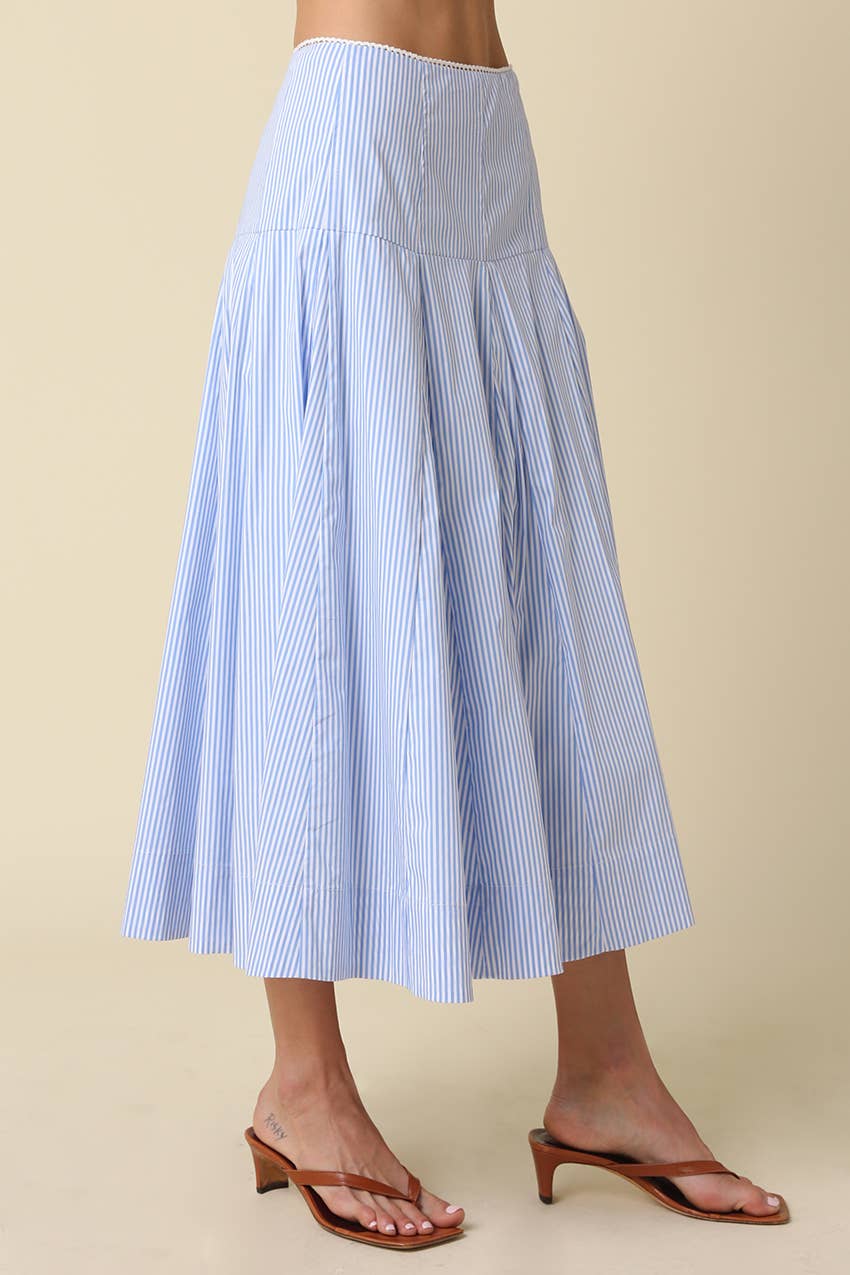 Light Blue Noa Striped Maxi Skirt-132601