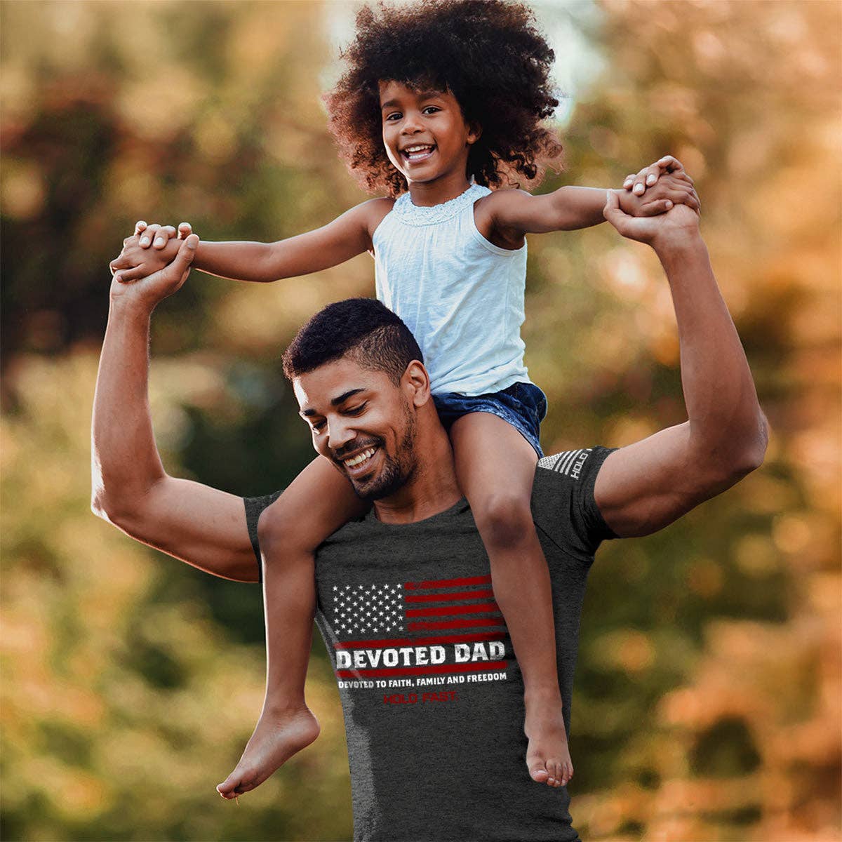 Dark Grey Hold Fast 'Devoted Dad Flag' Mens T-Shirt-105046