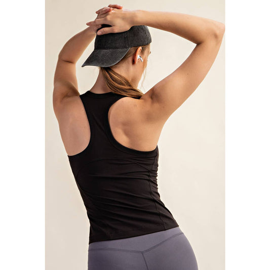 Black Racer Back Tank w/ Built in Bra - 189912
