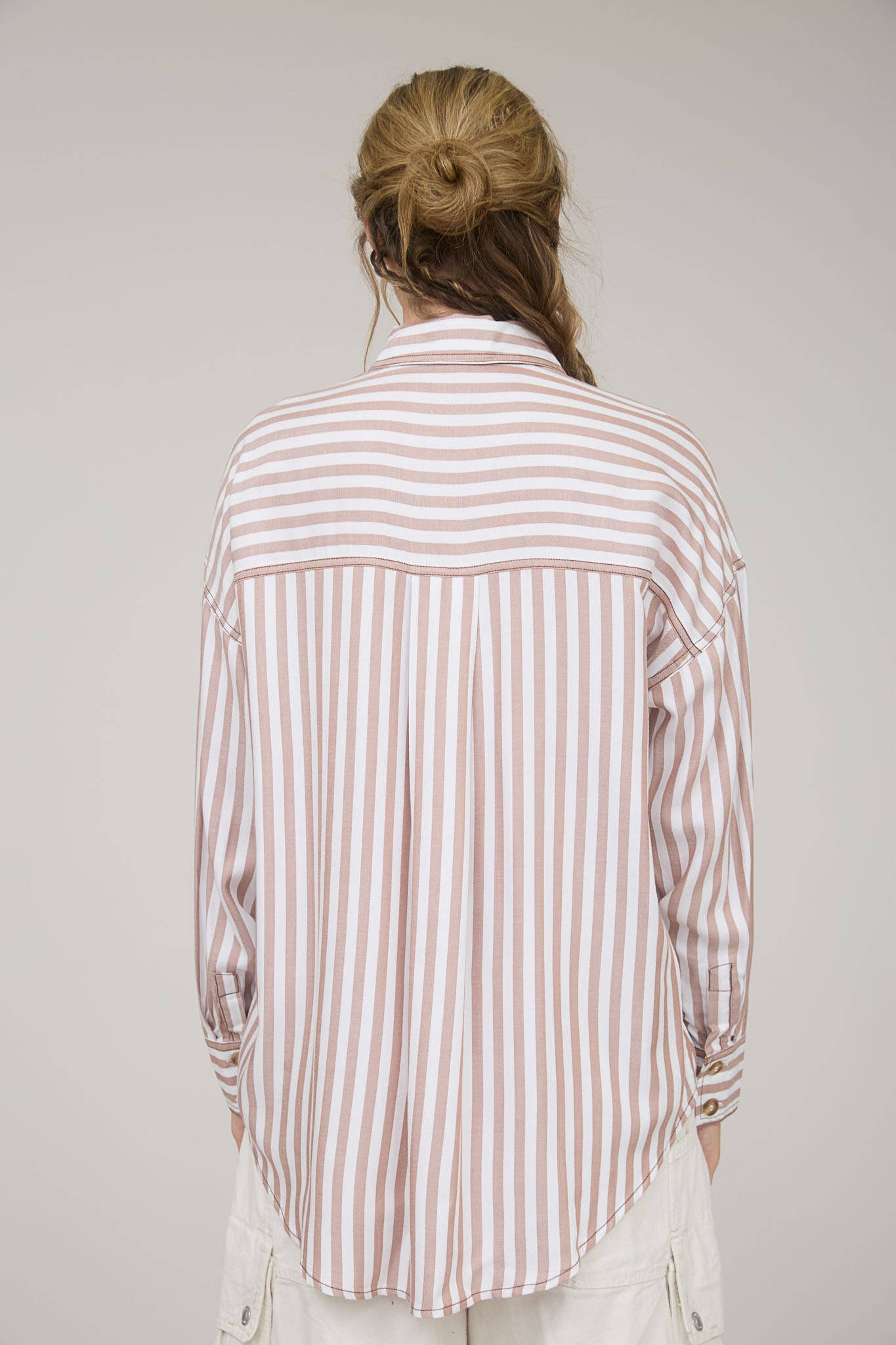Brown Striped Soft Button Down Shirt