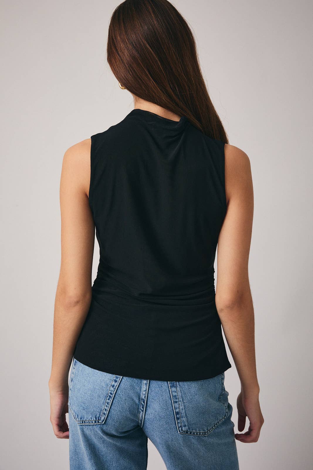 Black Sheer Mock Neck Top - 140688