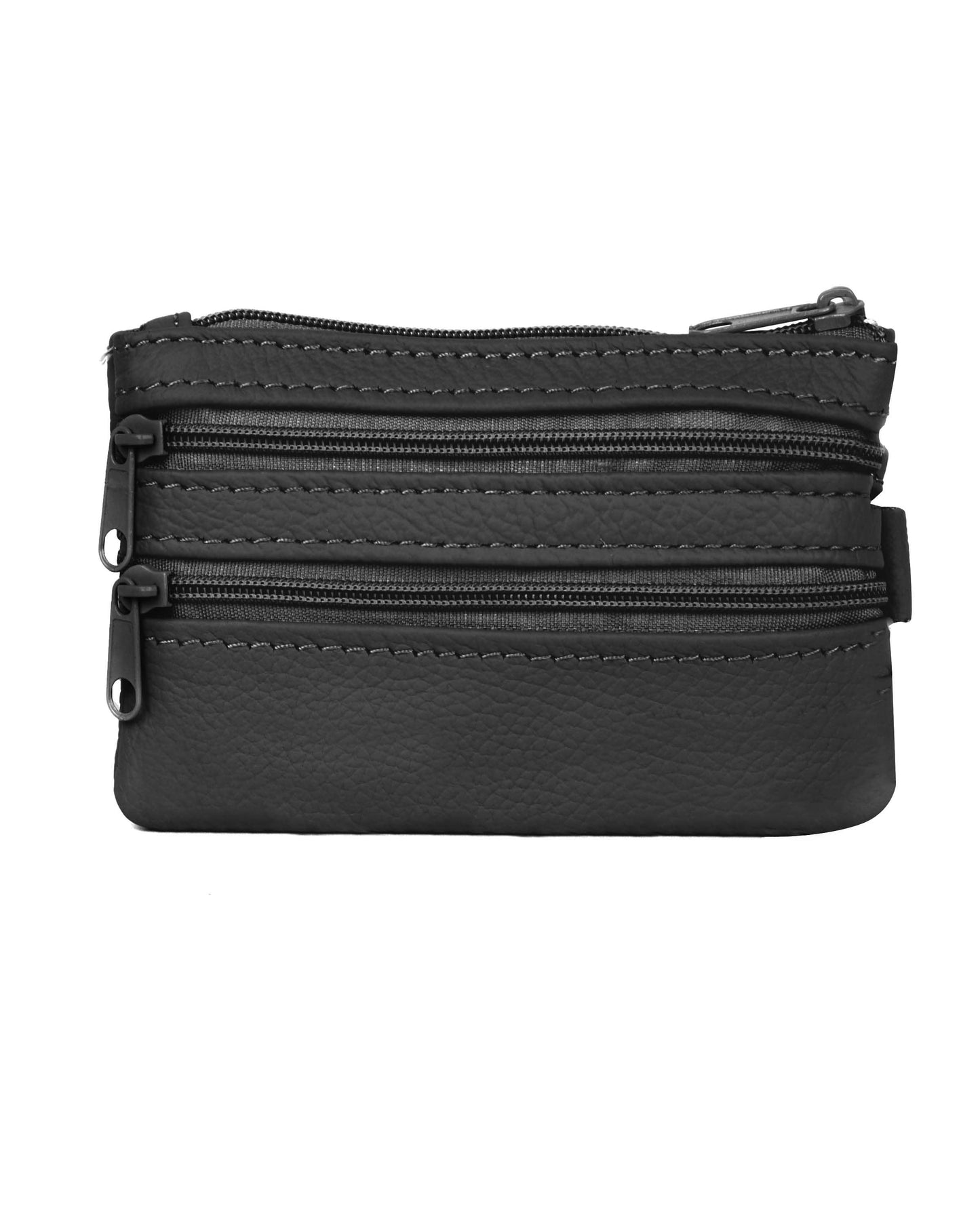 Leather Key Chain Coin Purse with Zipper Pockets/ Assorted Colors