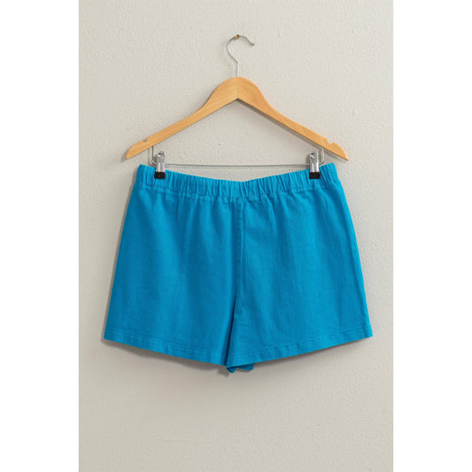 Vibrant Blue Patch Pocket Drawstring Shorts