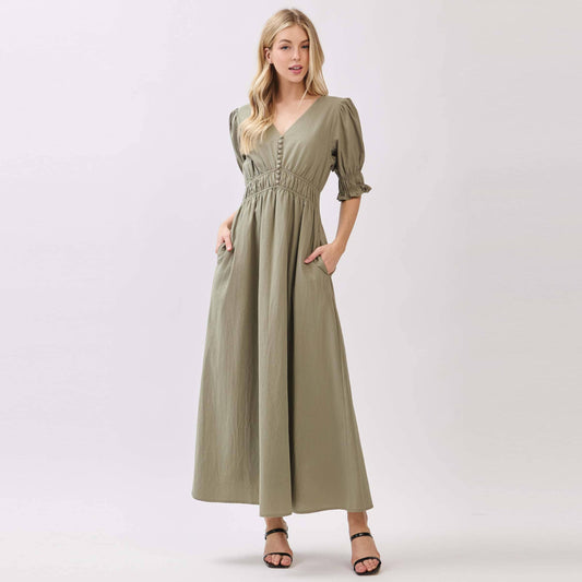 Olive A-line Maxi Dress-126216