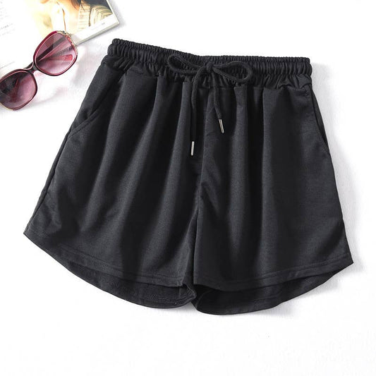 Black Athleisure Sweat Shorts-112986