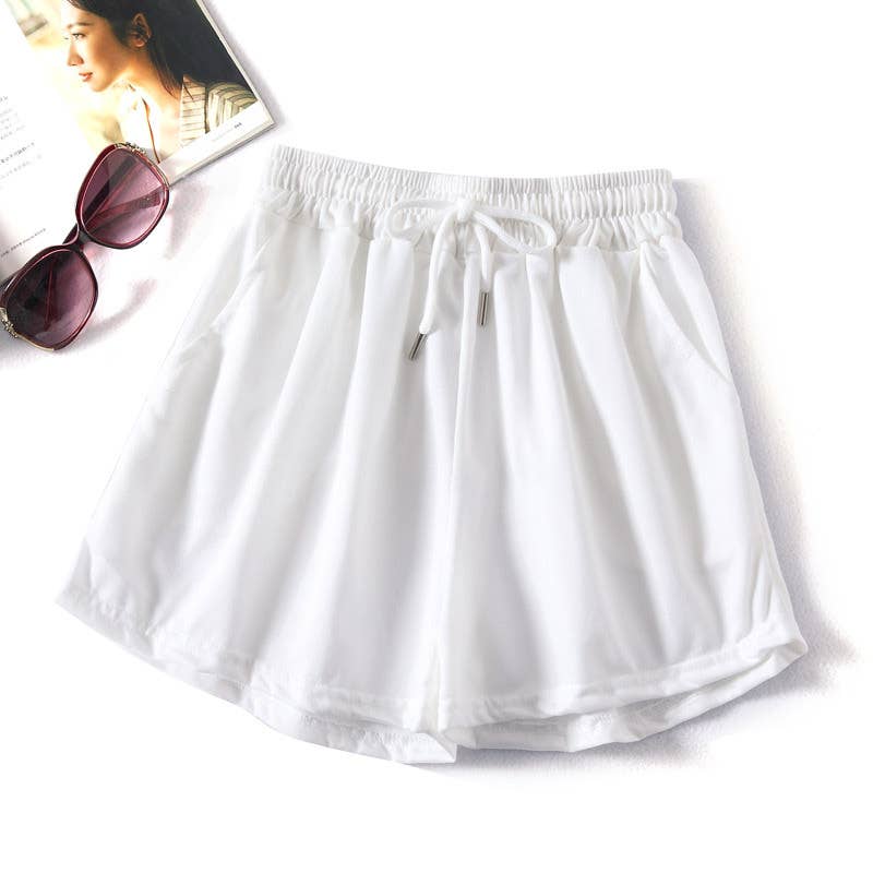 White Athleisure Sweat Shorts-112986