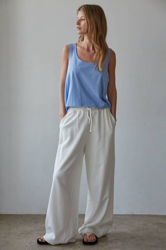 Periwinkle Blue Cotton Scoop Neck Tank Top-188751