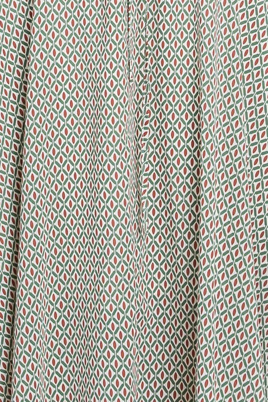 Jade and Burgundy Midi Skirt Juliana Pattern Drawstring Waist and Flared Curve Hemline