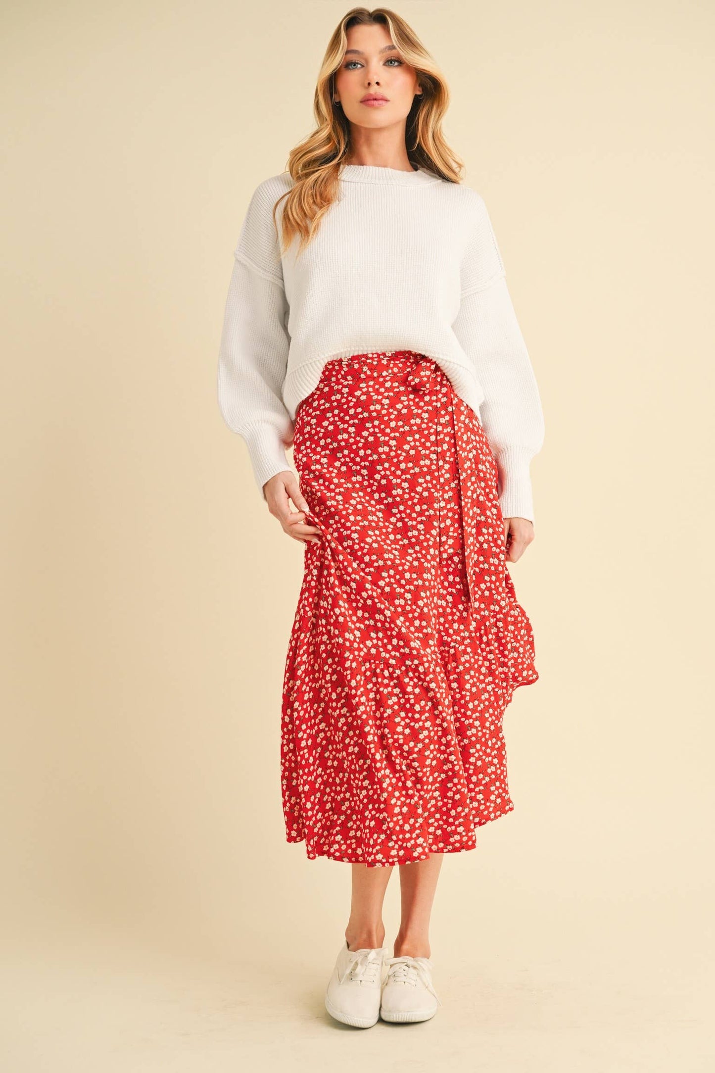 Aqua w/ Multi Color Floral Berti Wrap Skirt-137135