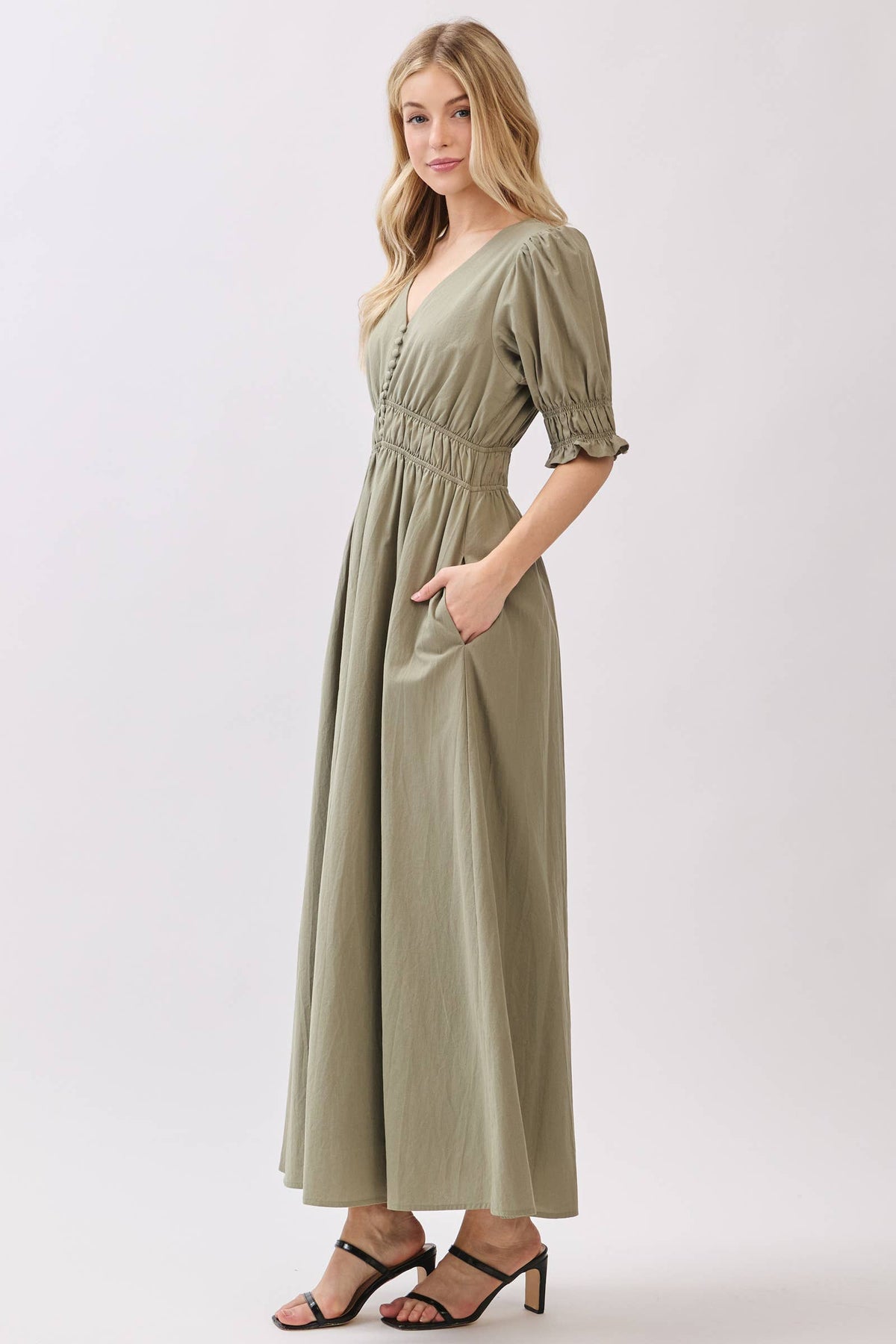 Olive A-line Maxi Dress-126216