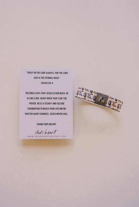 White Band Jesus Rocks Kids Bracelet - "Stand Firm On Him"
