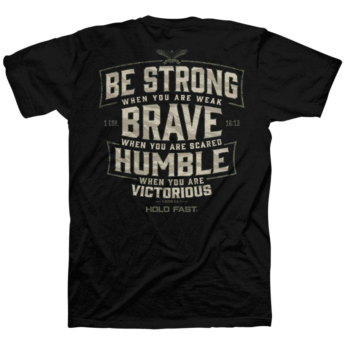 Black Hold Fast 'Brave Strong Humble' Mens T-Shirt-104851