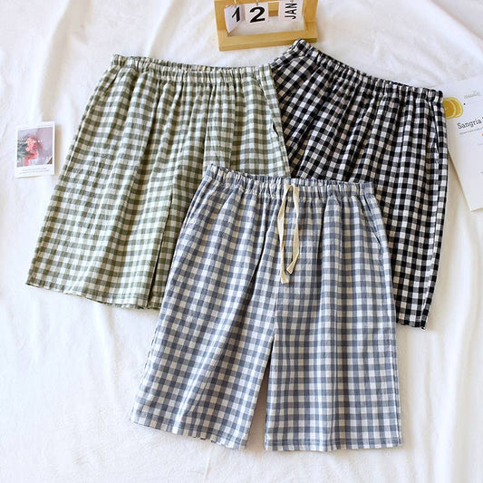 Blue Gingham Boxer Style Shorts- 113369