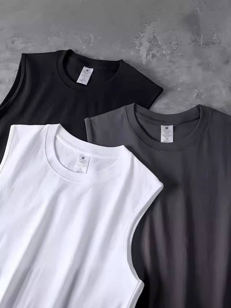 Navy or White Workout Round Neck Cotton Tee Athletic Tank Top