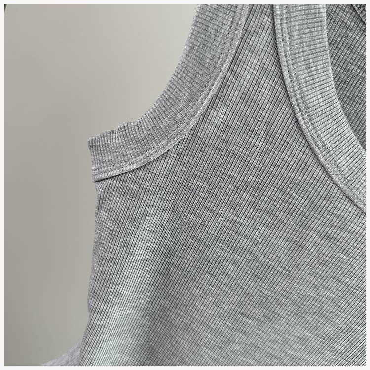 Variety of Colors Everyday outfit round neck rib fitted tank top -183398