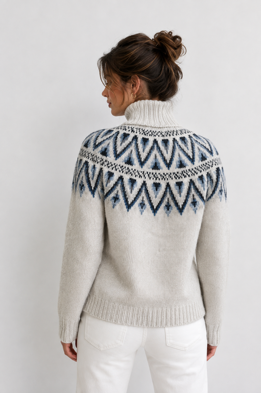 Oatmeal Nordic Fair Isle Turtleneck Sweater - 150010