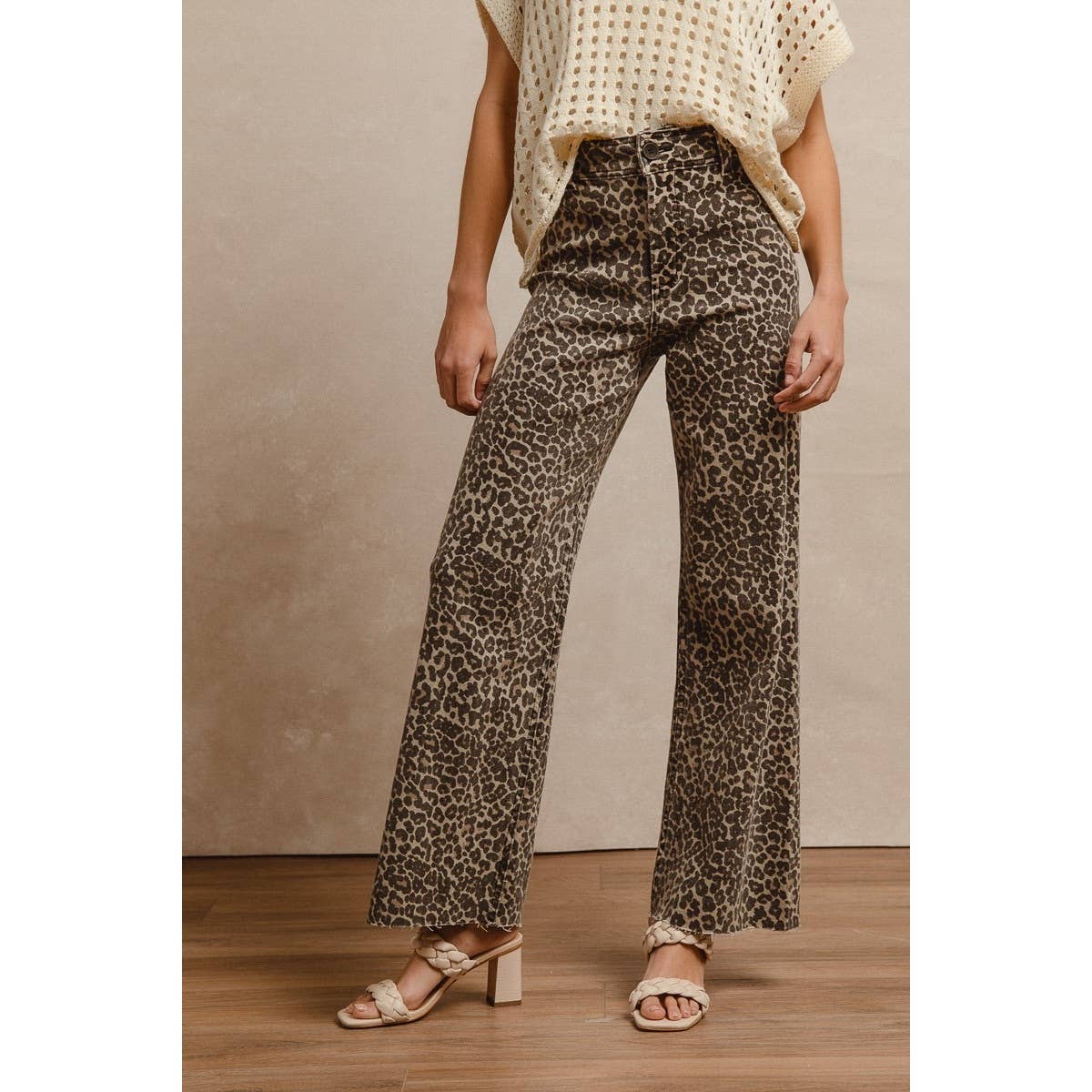 Leopard Print High Rise Flaire Jeans-131708