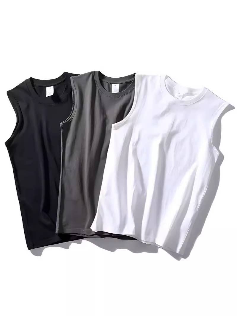 Navy or White Workout Round Neck Cotton Tee Athletic Tank Top