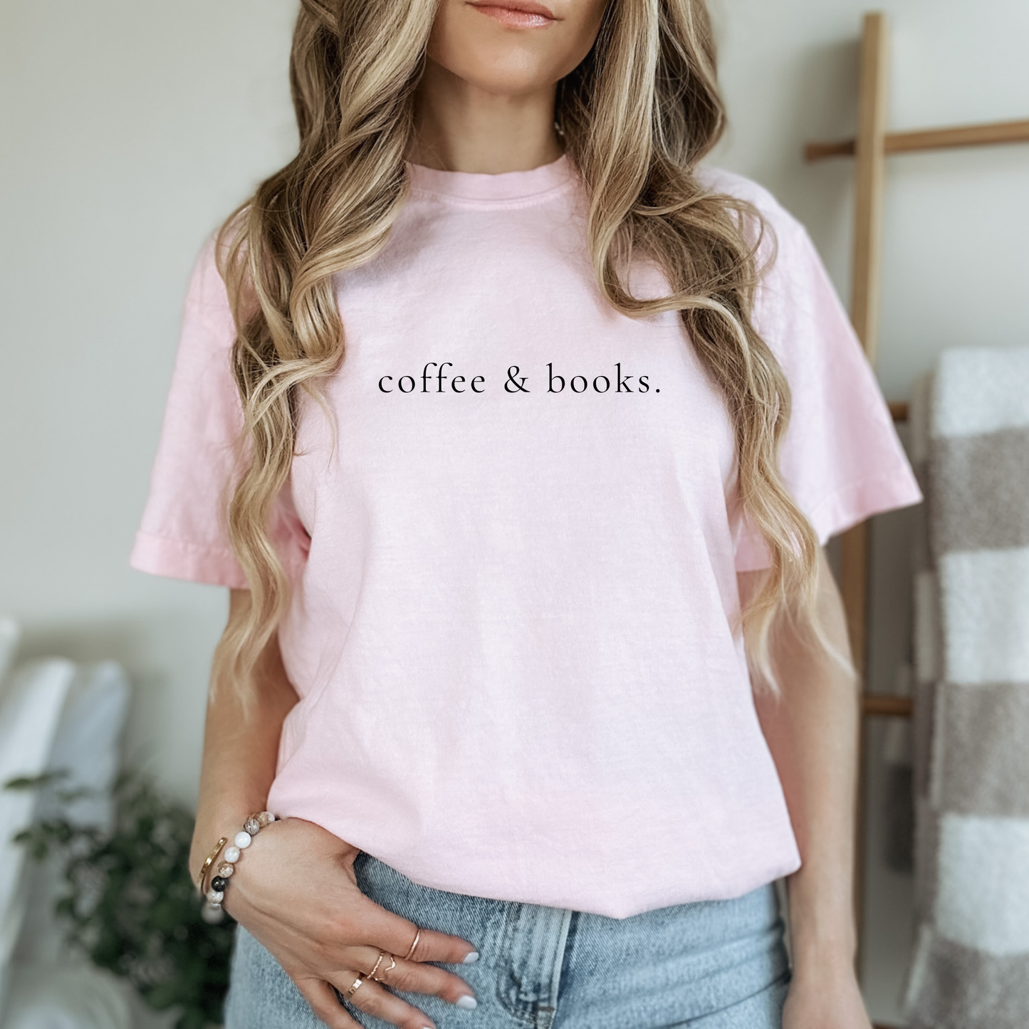 Pink 'Coffee & Books' Bookworm Tee