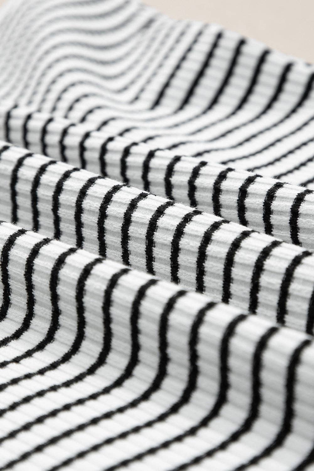 White and Black Striped Ribbed Tank- 182561