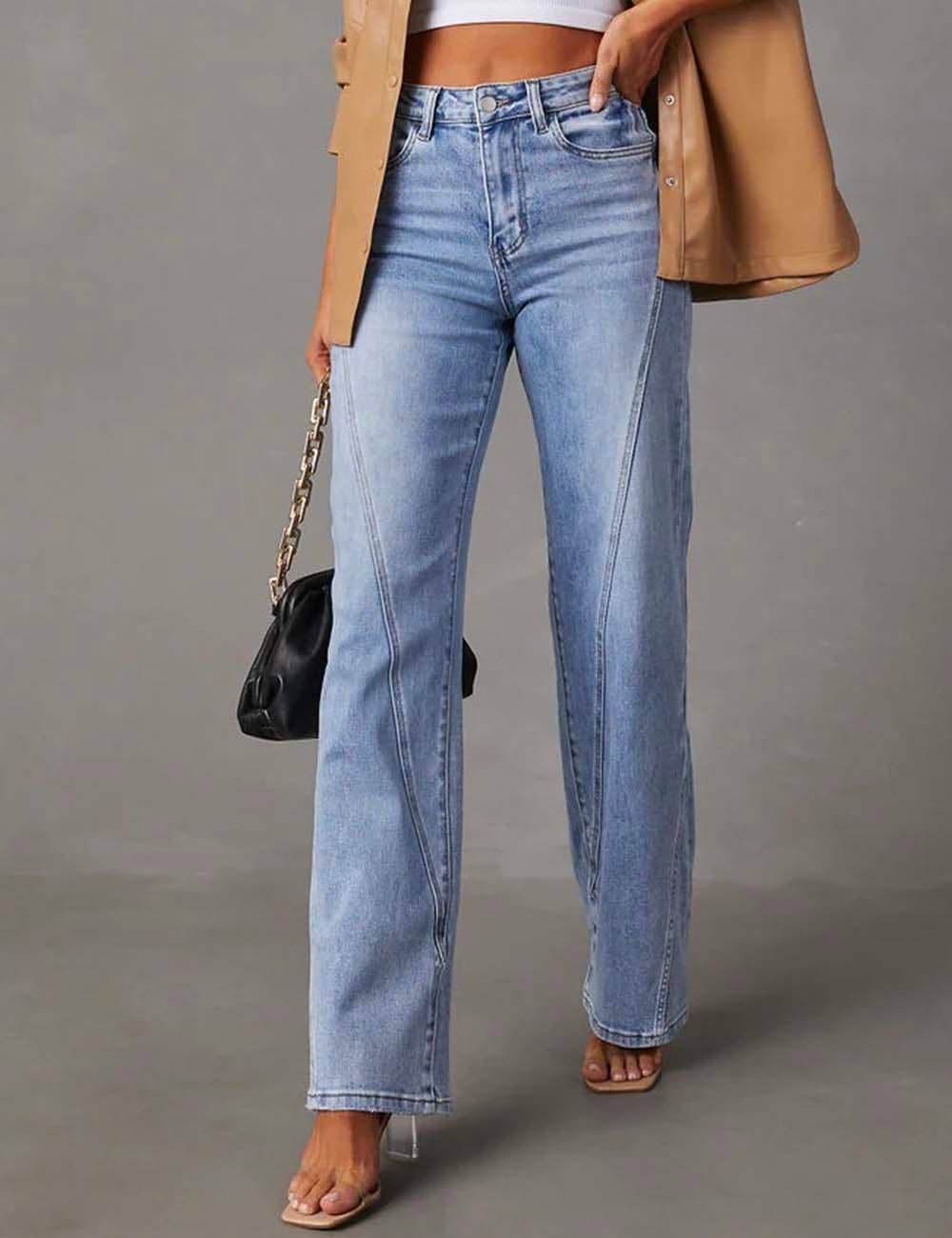 Denim Blue Straight Leg Daily Jeans-131543