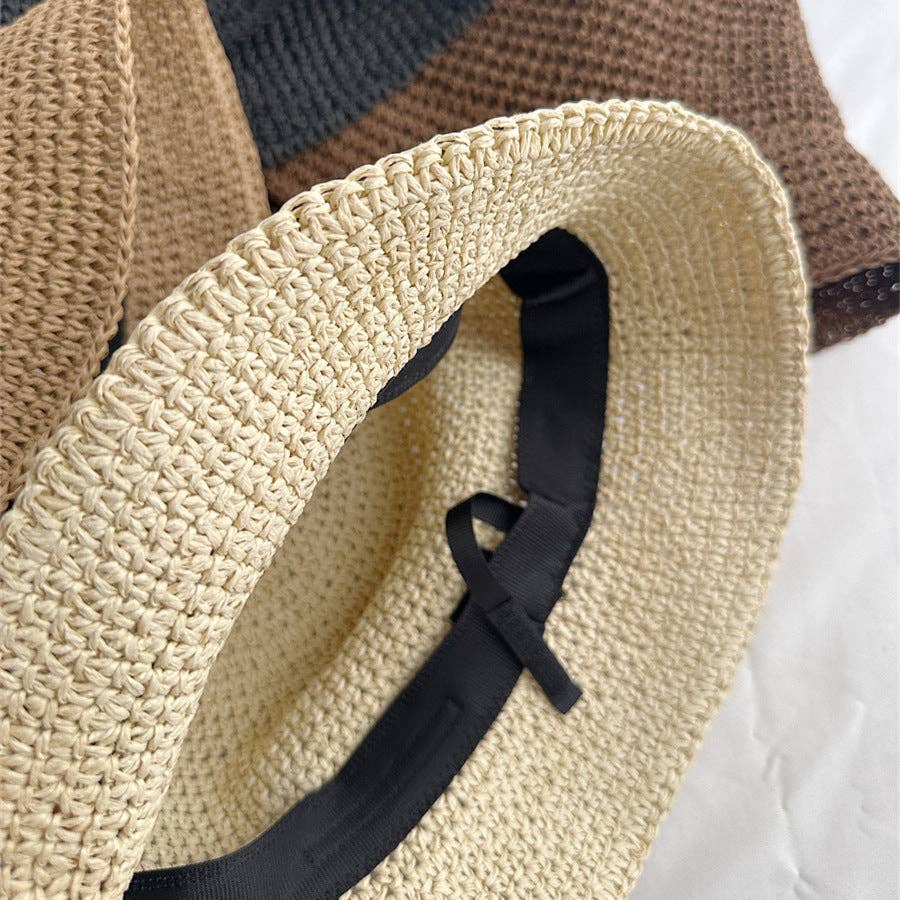 Khaki Raffia Straw Bucket Hat