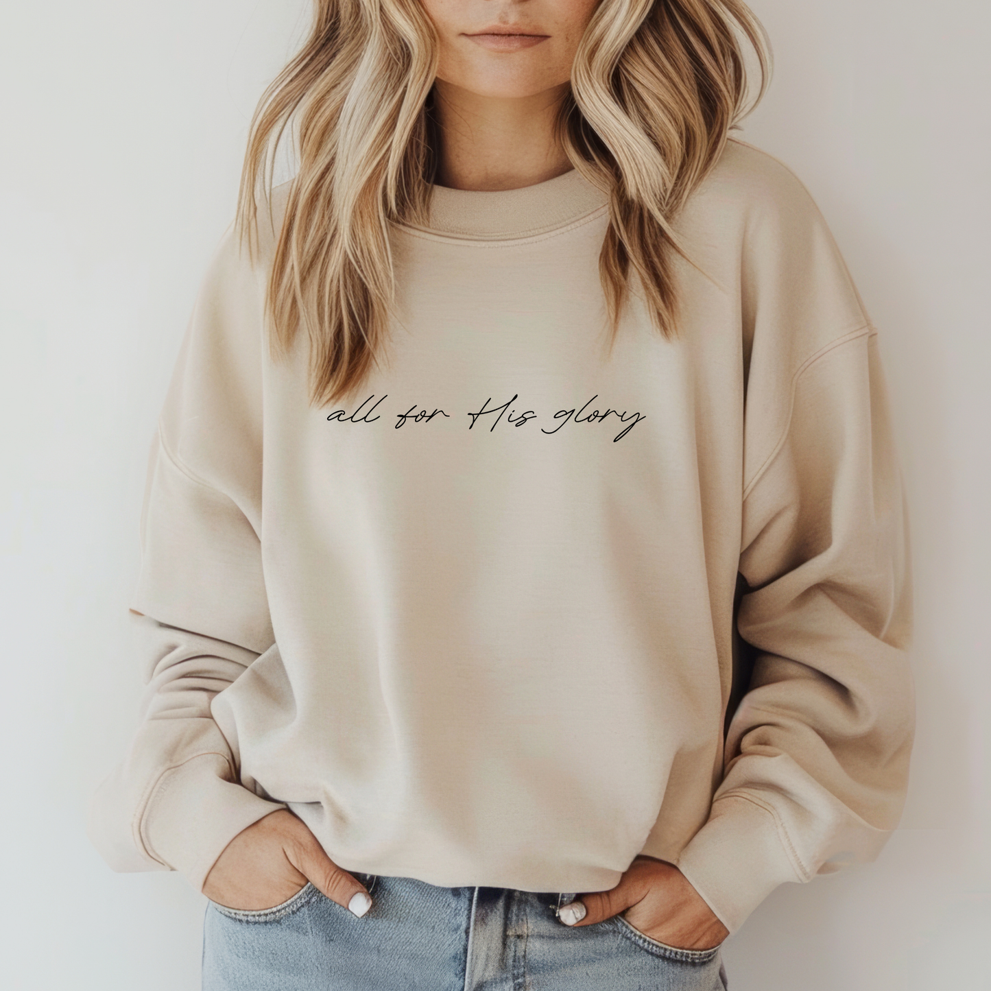 Sand 'All For His Glory Sweatshirt' Inspirational Sweatshirt
