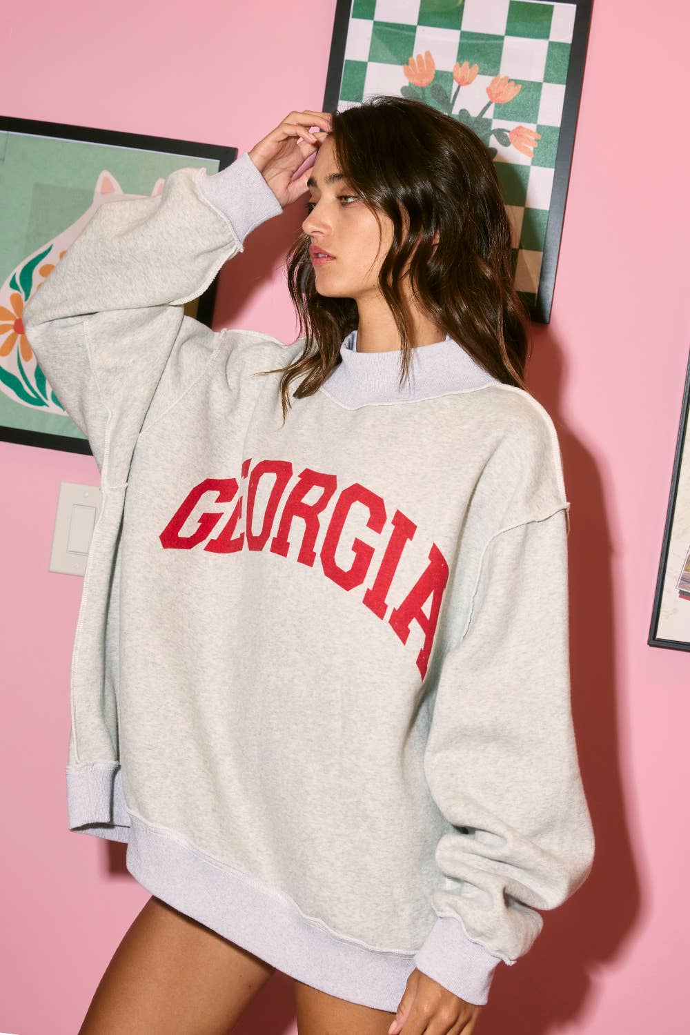 Red w/ Black Print 'GEORGIA & GA' Reversible Sweatshirt