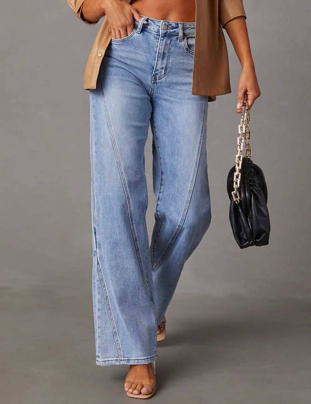 Denim Blue Straight Leg Daily Jeans-131543