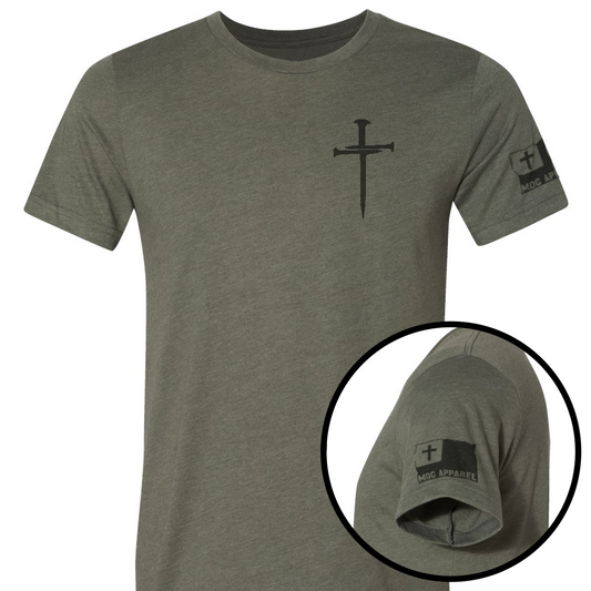 Green 'Three Nails' Inspirational Cross Tee