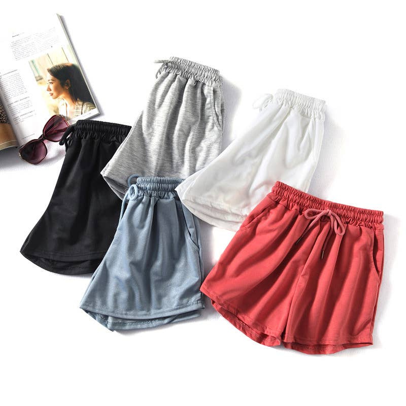 White Athleisure Sweat Shorts-112986