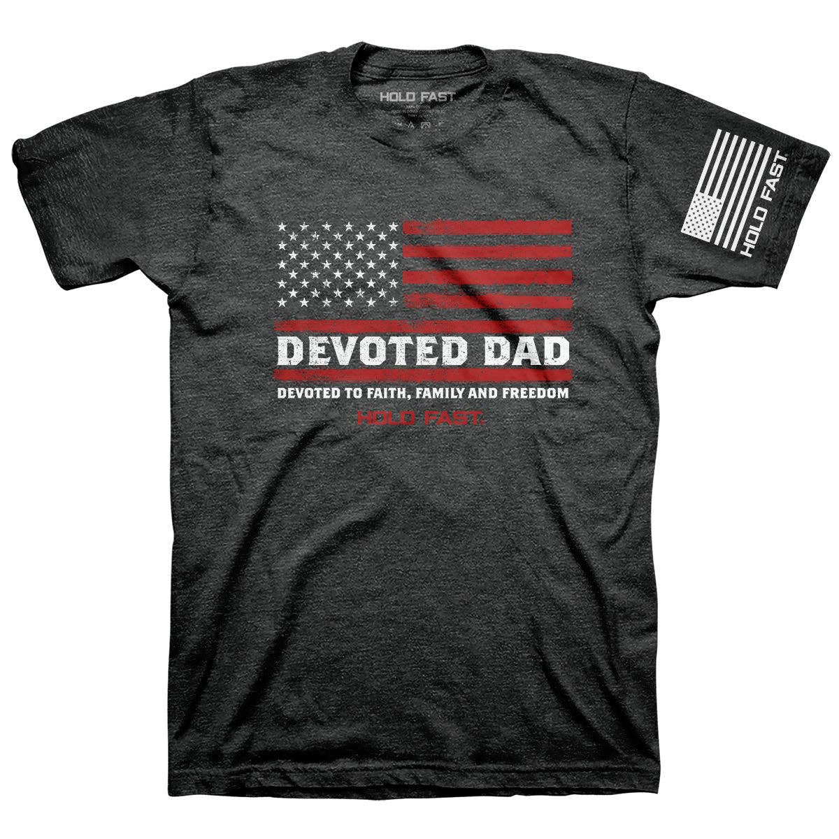 Dark Grey Hold Fast 'Devoted Dad Flag' Mens T-Shirt-105046