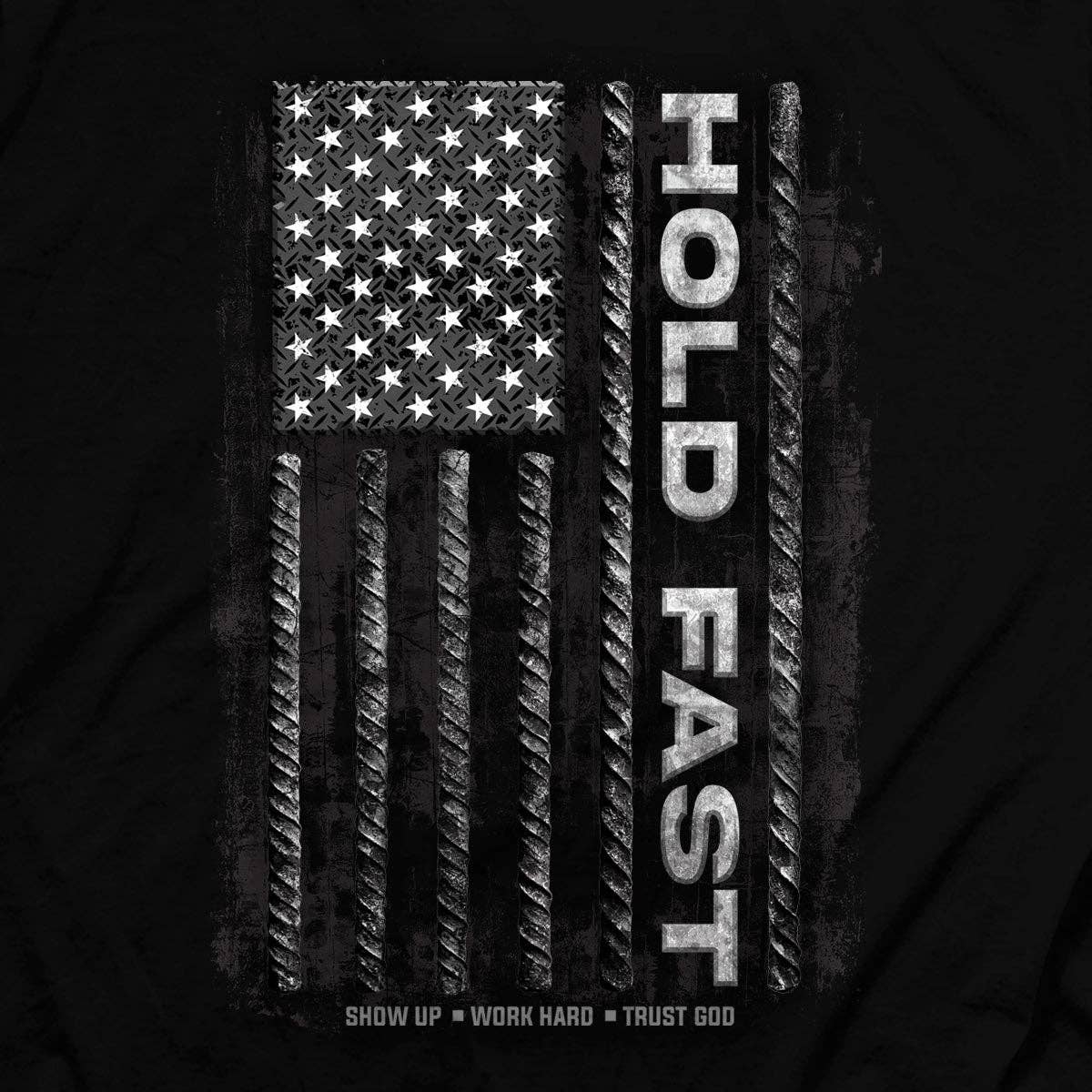 Black Hold Fast Rebar Flag Mens T-Shirt-105045
