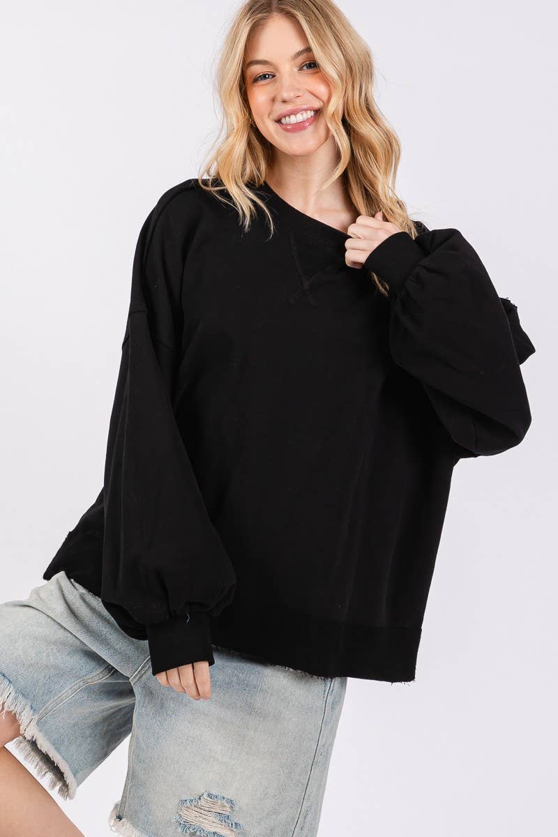 Black Washed Heart Patch Sweatshirt- 201848