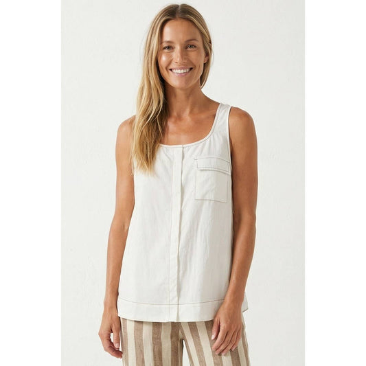 Cream with Beige Stitch and Pocket Top - 149848