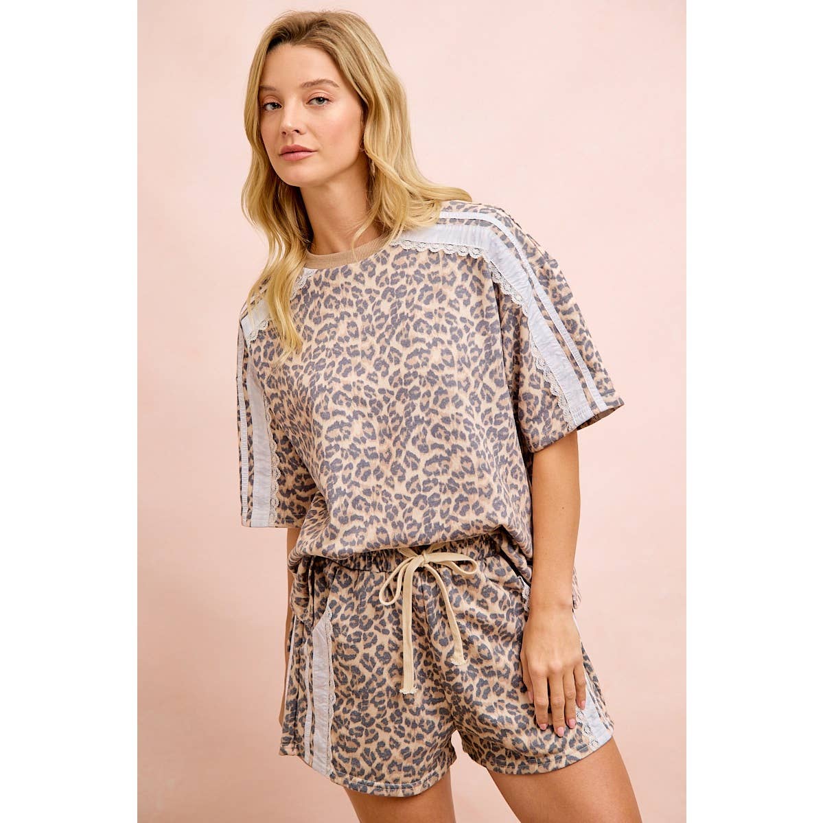 Leopard Print Terry Side Shorts-111938